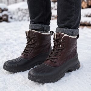 Sperry Duck Boots Size 8 Brown Black Sherpa Lined Rain Winter Boots Waterproof